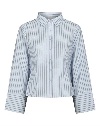 Neo Noir - Rosa Striped Crepe Skjorte - Blue